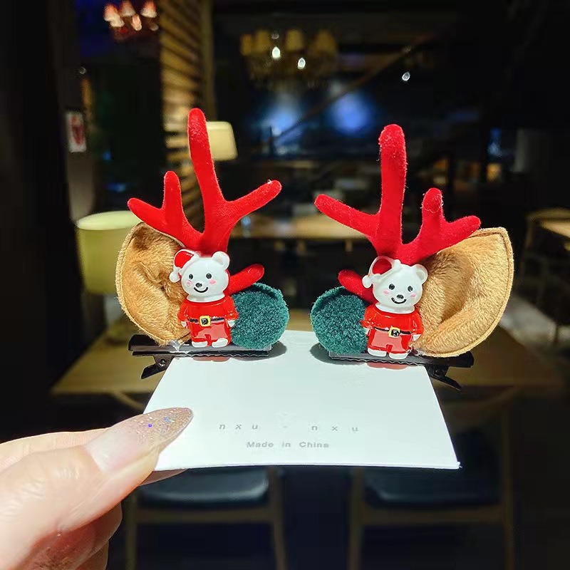 Cute Plush Reindeer Hair Clip For Christmas - Sparkleparks