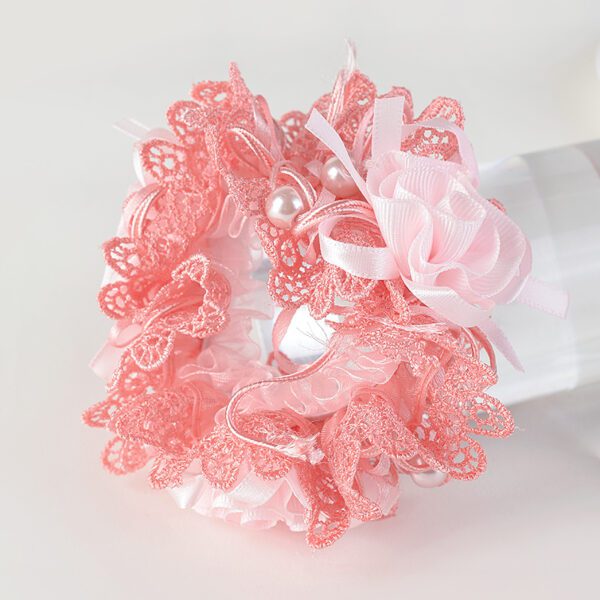 Elegant Floral Hair Tie - Perfect Fabric Accessory for Casual Looks - Pink