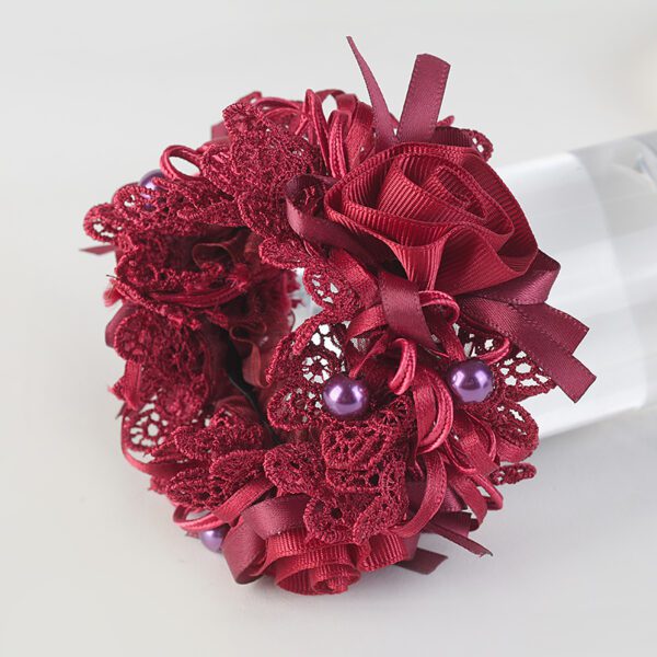 Elegant Floral Hair Tie - Perfect Fabric Accessory for Casual Looks - Burgundy